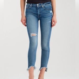7 FOR ALL MANKIND HIGH RISE ANKLE DESTROYED FRAYED HEM SIZE 28